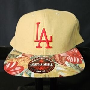 American‎ Needle Tan Cap with Red LA Logo and Floral Brim